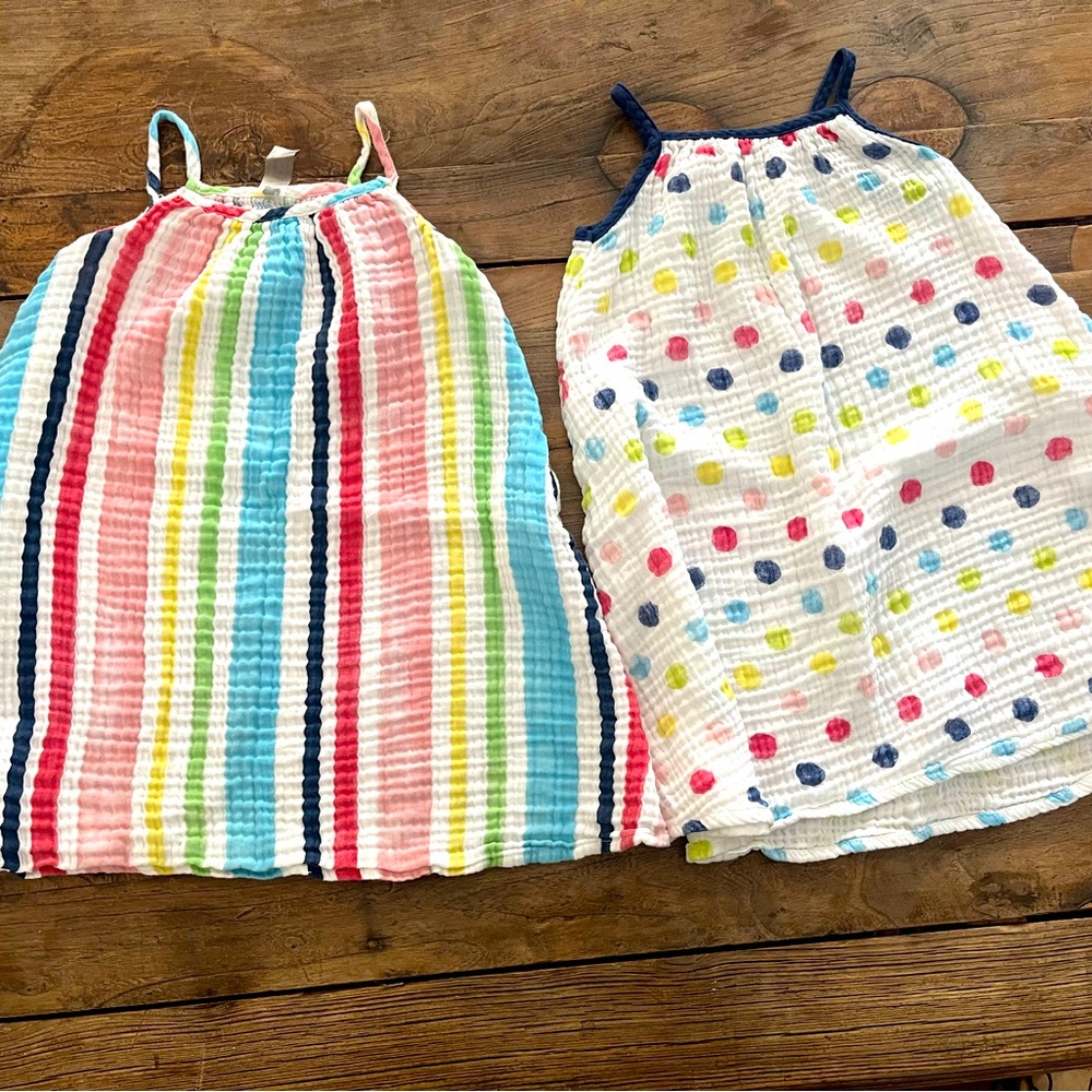 Two Rainbow Dresses by Primary. Size 4-5